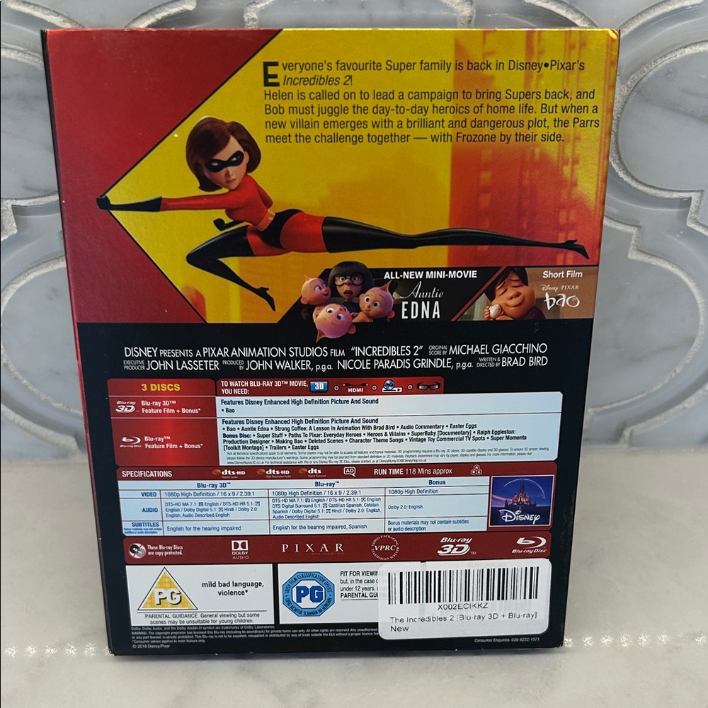 NWT Disney Pixar Incredibles 2 Blu-ray 3D Steelbook - Fully Wrapped - Picture 2 of 3